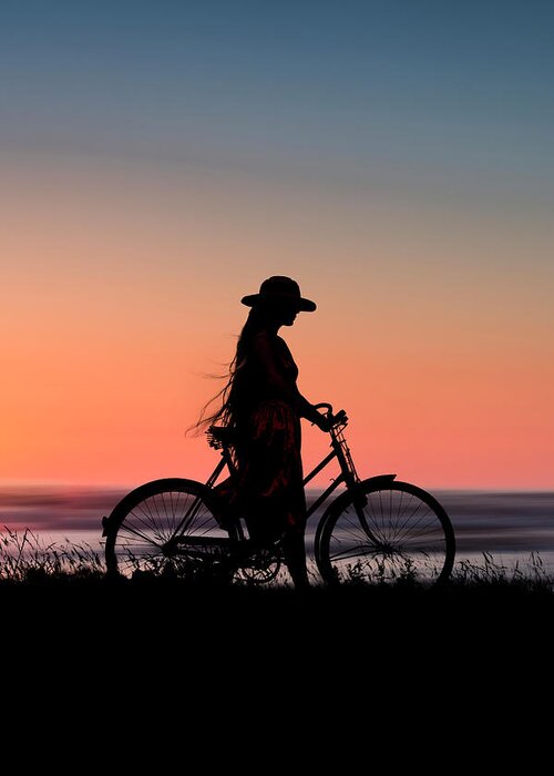 Details about  / Cyclist Bike Silhouette Sunset Illustration 12X16 Inch Framed Art Print